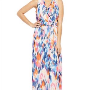 London Times Tie Dye Rainbow Watercolor Gender Reveal Maxi Dress size 4 small